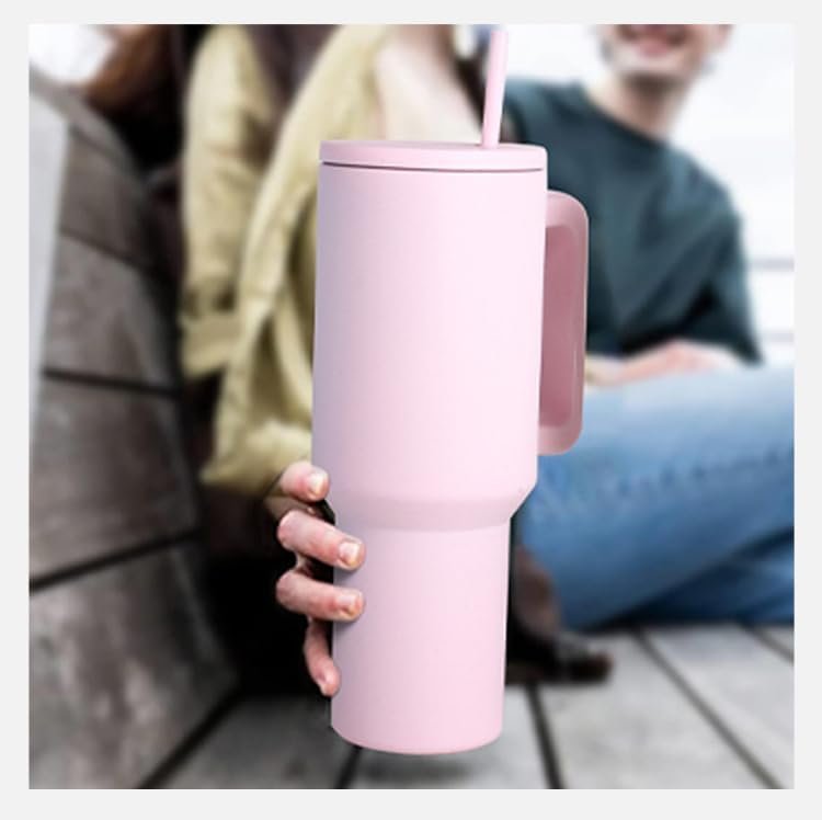 Personalised with Your Name, 1200ml Tumbler with Straw - Handle – Stainless Steel Double Wall Insulated Cup | Leakproof Sipper Mug for Hot - Cold Drinks | Coffee - Water Tumbler - Image 2