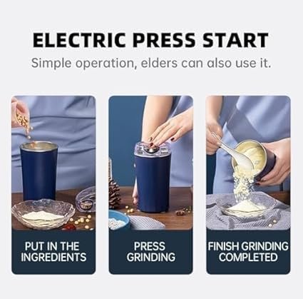 200W Portable Mixer Grinder, Compact Electric Coffee & Spice Grinder with Stainless Steel Blades, High-Speed Multipurpose Grinding Machine for Coffee Beans, Spices, Nuts, Grains & Dry Masala - Image 3
