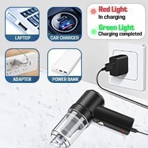 Portable Car Vacuum Cleaner with Blower | USB Rechargeable Wireless Handheld Cleaner Traveling,Portable,Rechargeable (3innn1) - Image 7