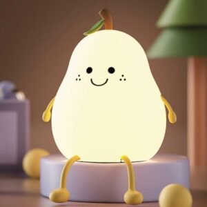 Rechargeable Silicone Pear Night Lamp – Touch-Control Color-Changing LED Light (7color) for Kids' Bedroom Decor and Ideal Baby Gift (Multicolor)