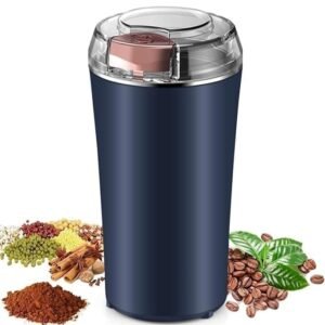 200W Portable Mixer Grinder, Compact Electric Coffee & Spice Grinder with Stainless Steel Blades, High-Speed Multipurpose Grinding Machine for Coffee Beans, Spices, Nuts, Grains & Dry Masala