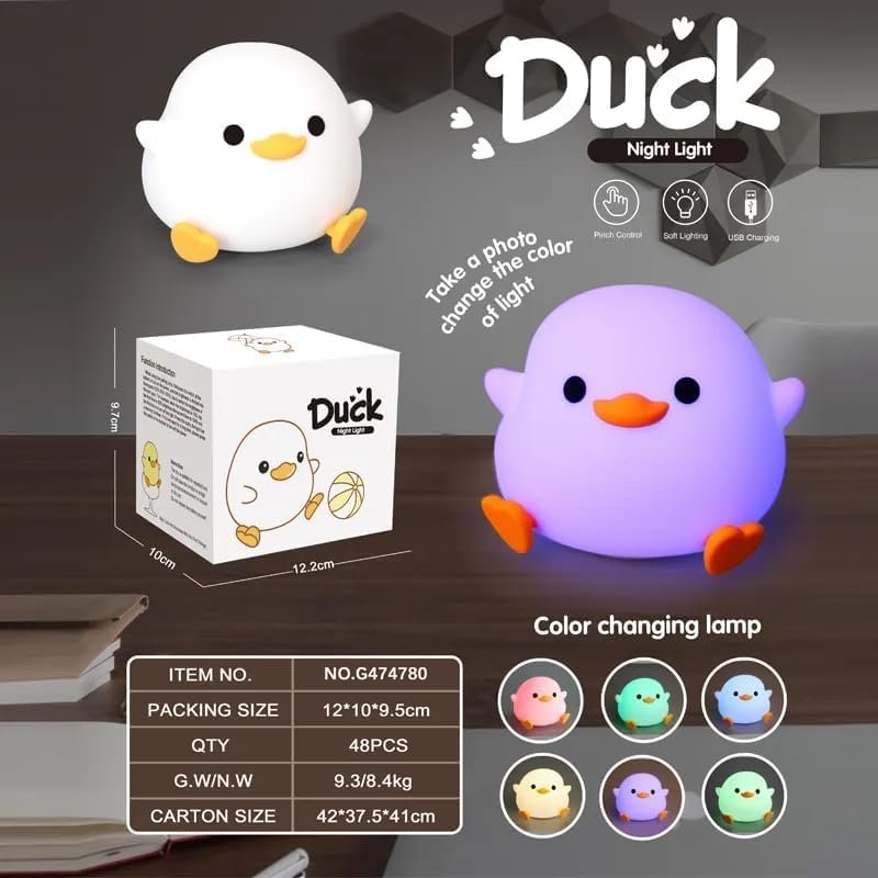 LED Night Lights Touch Sensor, USB Rechargeable, 7-Color Changing Lamp for Kids’ Room & Baby Gift (Do Duck-Multi) - Image 4