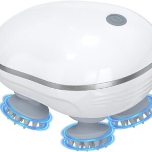 Electric Scalp Massager with 4 Rotating Heads, Waterproof Cordless Head Massager for Hair Growth & Stress Relief, Rechargeable Scalp Scrubber with Soft Silicone Nodes for Home, Shower & Relaxation