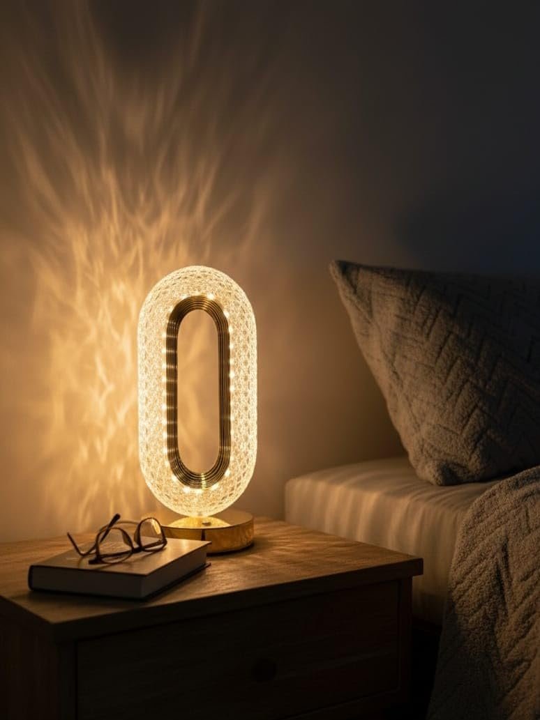 Creative Crystal LED Table Lamp | Modern Oval Ambient Light | Touch Control, Multiple Light Modes, USB Rechargeable | Decorative Lamp for Bedroom, - Image 6