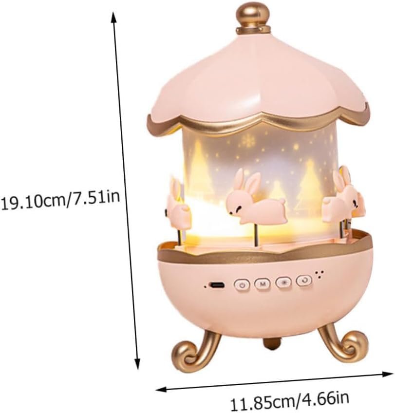 Bunny Carousel Star Projector Lamp with 6 Set Films,Rotatable Mode,Rechargeable Rabbit Nursery Light for Kids,Baby Room Decor,Girls, Boys,Gift Item(Bunny Carousel Star Projector) - Image 9