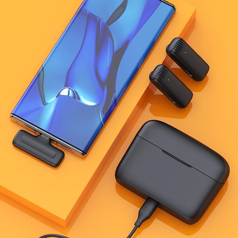 Mic 2 in 1 J13 Dual Lapel Lavaliere Microphone Lavalier Microphone with Charging Case (Black) - Image 5