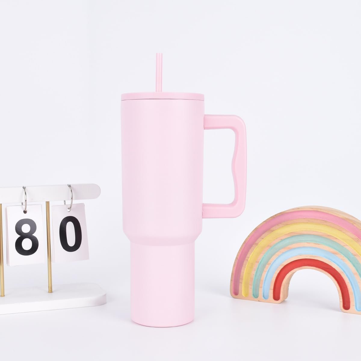 Personalised with Your Name, 1200ml Tumbler with Straw - Handle – Stainless Steel Double Wall Insulated Cup | Leakproof Sipper Mug for Hot - Cold Drinks | Coffee - Water Tumbler - Image 6