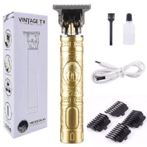 Vintage T9 Professional Hair Trimmer, Cordless Adjustable T-Blade, Rechargeable with 4 Guide Combs, 180 Minutes Runtime, Style Hair Clipper Blade For Close Precise Cut Trimming & Shaving