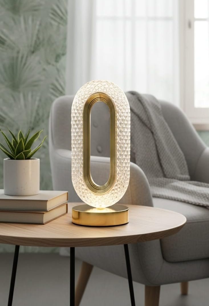 Creative Crystal LED Table Lamp | Modern Oval Ambient Light | Touch Control, Multiple Light Modes, USB Rechargeable | Decorative Lamp for Bedroom, - Image 5
