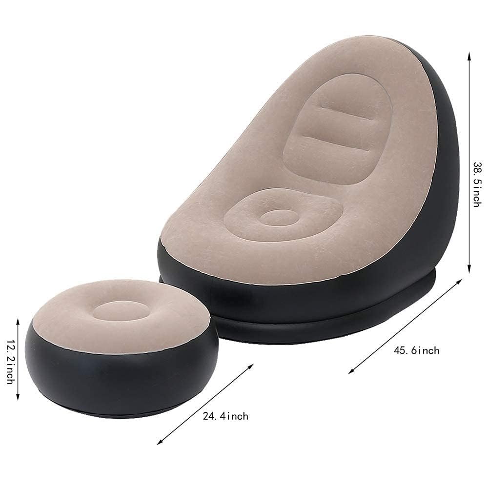 2-in-1 Lounge Bed Set Inflatable Leisure Sofa Chair and Footstool, for Indoor & Outdoor Use Camping Beach Picnic (with Electric Air Pump) - Image 8