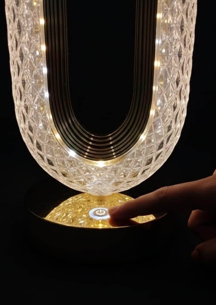 Creative Crystal LED Table Lamp | Modern Oval Ambient Light | Touch Control, Multiple Light Modes, USB Rechargeable | Decorative Lamp for Bedroom, - Image 3