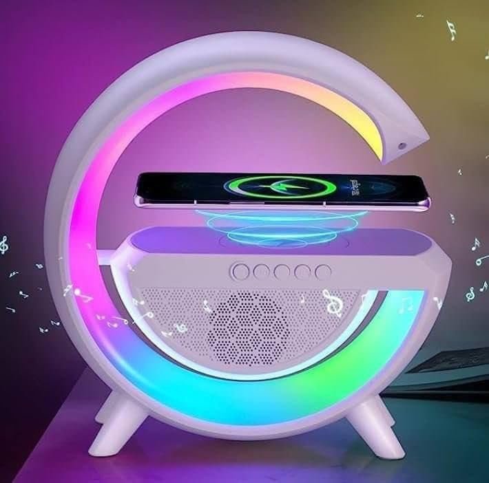 G Speaker Lamp - APP Control 3 in 1 Multi-Function Bluetooth Speaker with Wireless Fast Charging, RGB Light and Sunrise Alarm Clock for Bedroom & Bedside Table - Image 8