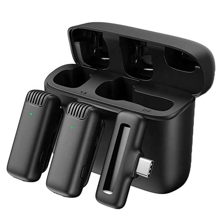 Mic 2 in 1 J13 Dual Lapel Lavaliere Microphone Lavalier Microphone with Charging Case (Black) - Image 10