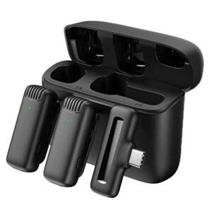 Mic 2 in 1 J13 Dual Lapel Lavaliere Microphone Lavalier Microphone with Charging Case (Black)