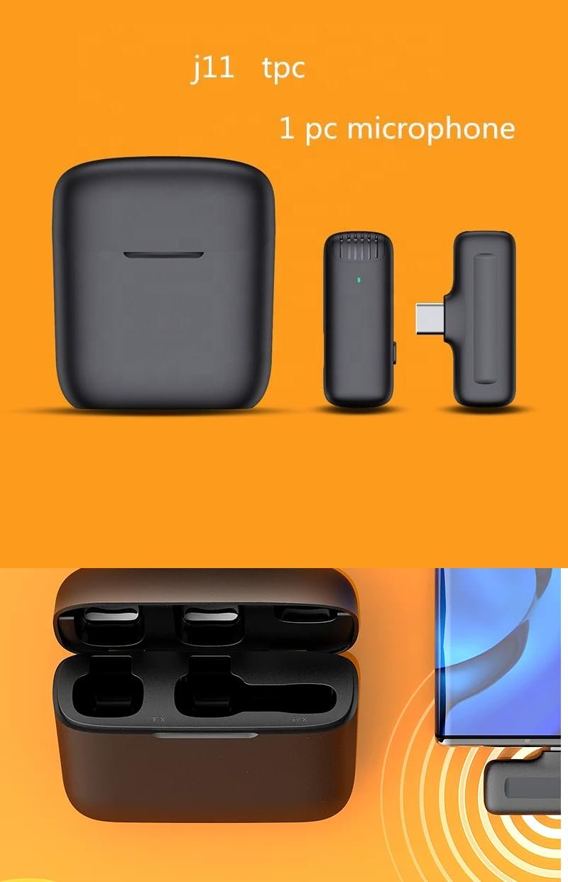 Mic 2 in 1 J13 Dual Lapel Lavaliere Microphone Lavalier Microphone with Charging Case (Black) - Image 6