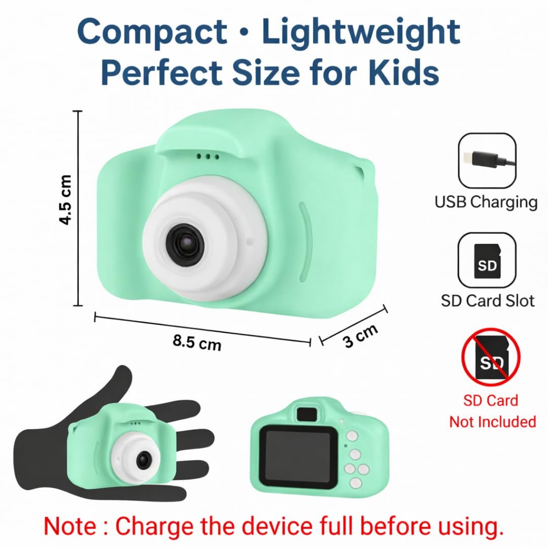 Kids Digital Camera for Children – Cute Mini Toy Camera with LCD Screen, USB Rechargeable Battery, Wrist Strap Included, Easy-to-Use Buttons, Lightweight and Durable Design, Perfect Gift for Boys and Girls for Birthdays, Holidays, Travel, and Creative Play - Image 7