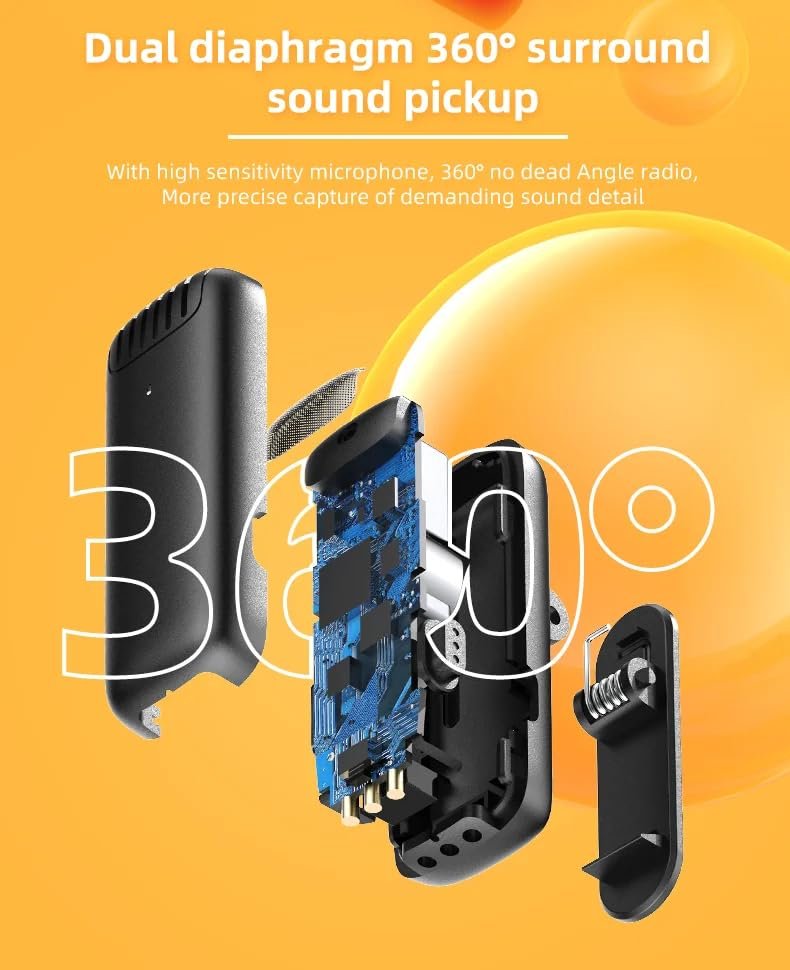 Mic 2 in 1 J13 Dual Lapel Lavaliere Microphone Lavalier Microphone with Charging Case (Black) - Image 9