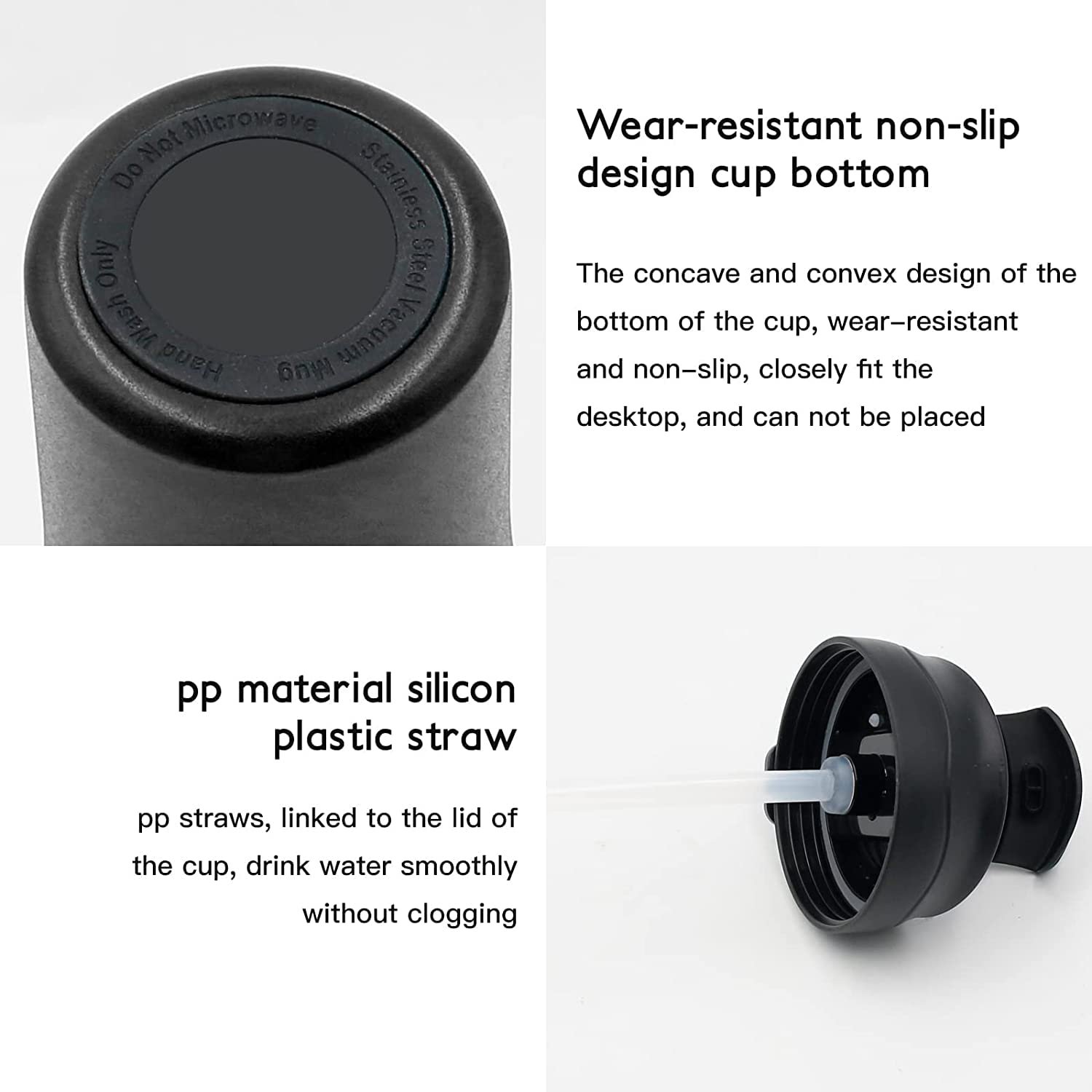 400ML Leak Proof Coffee Tumbler with Dual Drink Facility Sip and Straw Lid 304 Stainless Steel Insulated Mug for Hot and Cold Drinks-400ml-Black - Image 5