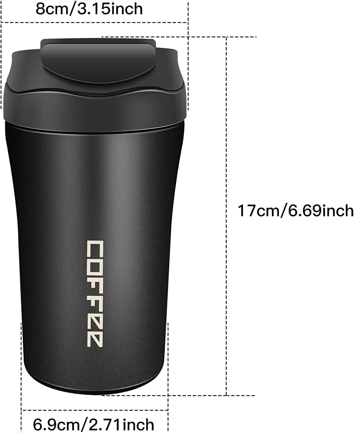 400ML Leak Proof Coffee Tumbler with Dual Drink Facility Sip and Straw Lid 304 Stainless Steel Insulated Mug for Hot and Cold Drinks-400ml-Black - Image 4