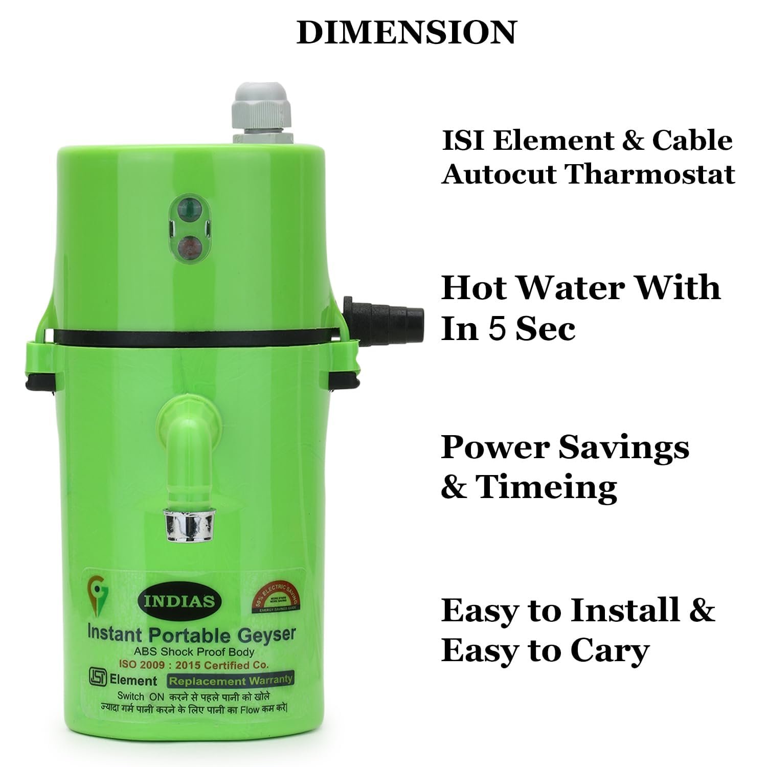 Instant Water Geyser White Colour, Portable Electric Instant Water Heater with Fast Heating Technology, Compact & Energy Efficient Mini Geyser for Bathroom, Kitchen & Wash Area, Durable Body, Easy Installation, Safe & Reliable Use - Image 9