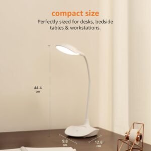 Basics Sleek Rechargeable Table Lamp, 8W, Dimming, White, Pack of 1, LED