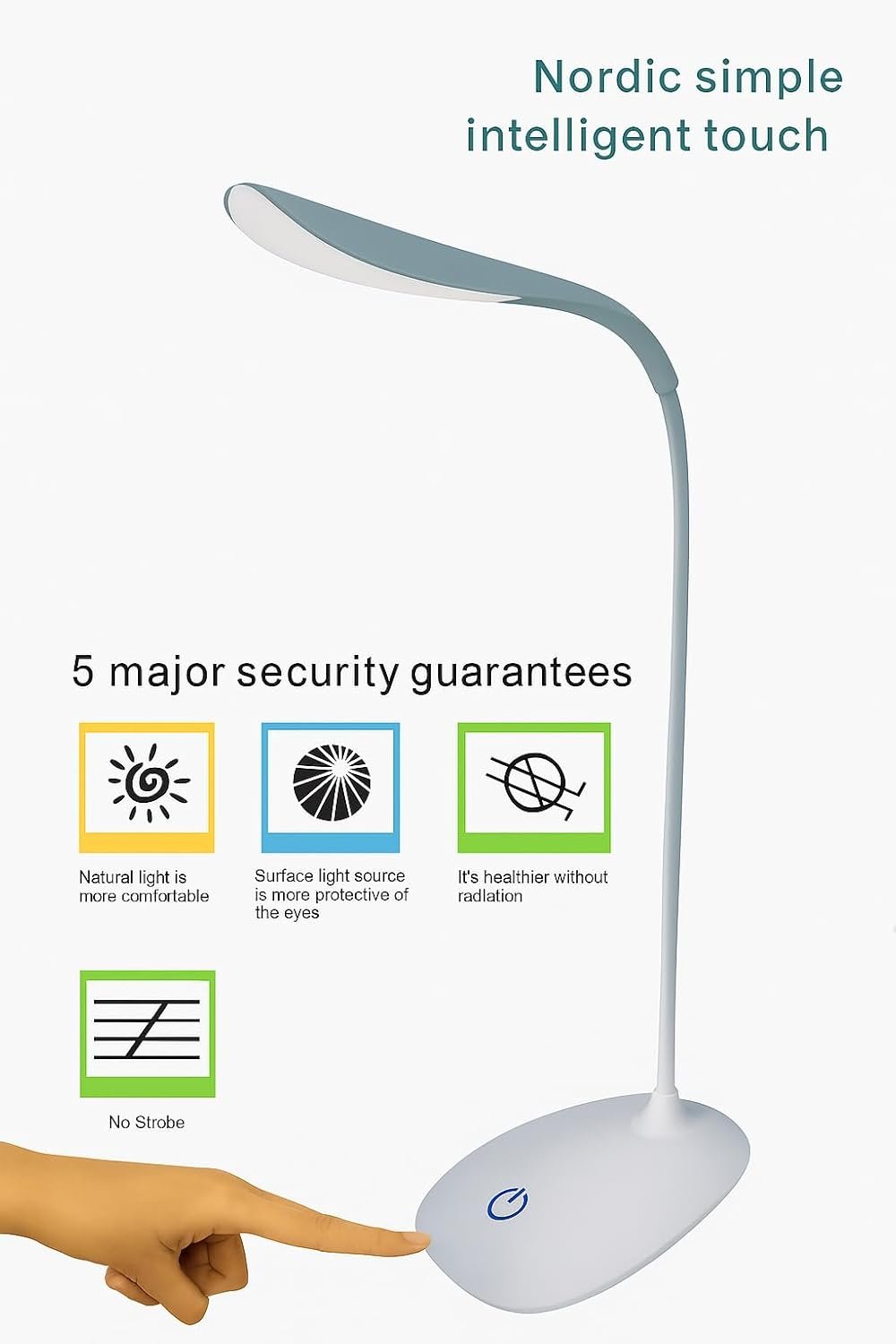 LED Desk Lamp with Touch Control | 3-Level Dimmable Brightness | Flexible Gooseneck Table Lamp | Eye Protection Reading Light for Study, Office & Bedroom | USB Powered - Image 4