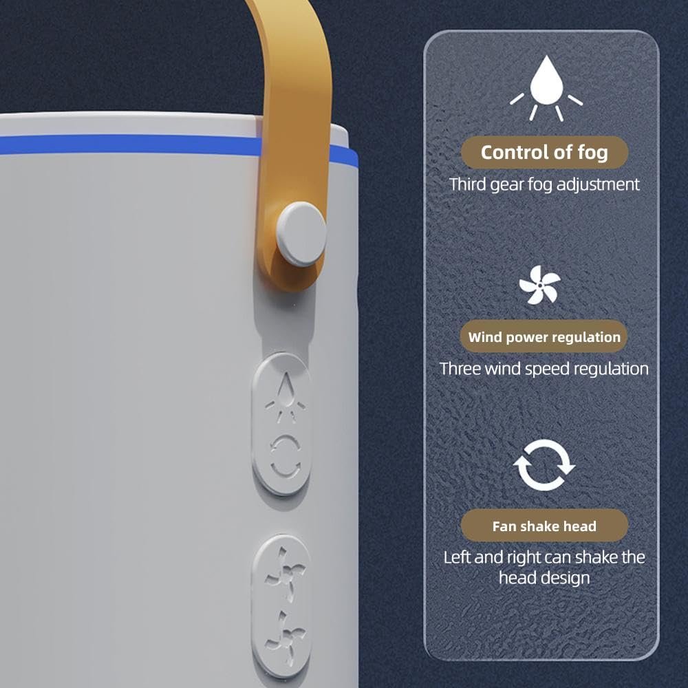 Double Ended Spray Fan with Dual Cooling Fans & Mist Function, Portable Air Cooler with LED Lights, Swing Mode, Remote Control, Rechargeable Design for Home, Office & Outdoor Use - Image 4