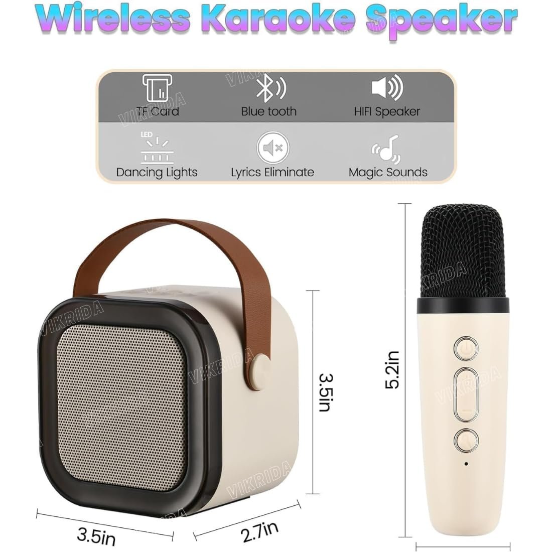 Mini Karaoke Machine for Kids & Adults,Portable Bluetooth Speaker with 1 Wireless Karaoke Microphone,Music Toys Christmas Birthday Gifts for Girls & Boys 4,5,6,7,8,9,10,11,12 Year Old. - Image 5