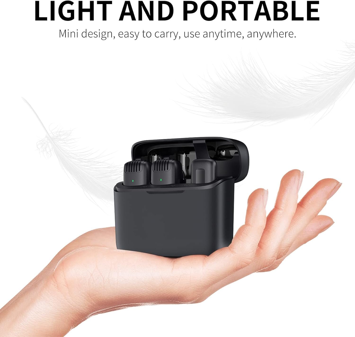 Mic 2 in 1 J13 Dual Lapel Lavaliere Microphone Lavalier Microphone with Charging Case (Black) - Image 8