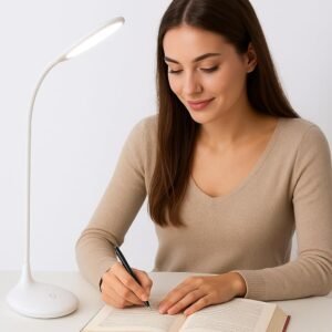 LED Desk Lamp with Touch Control | 3-Level Dimmable Brightness | Flexible Gooseneck Table Lamp | Eye Protection Reading Light for Study, Office & Bedroom | USB Powered