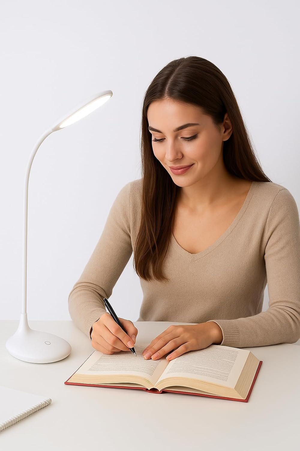 LED Desk Lamp with Touch Control | 3-Level Dimmable Brightness | Flexible Gooseneck Table Lamp | Eye Protection Reading Light for Study, Office & Bedroom | USB Powered