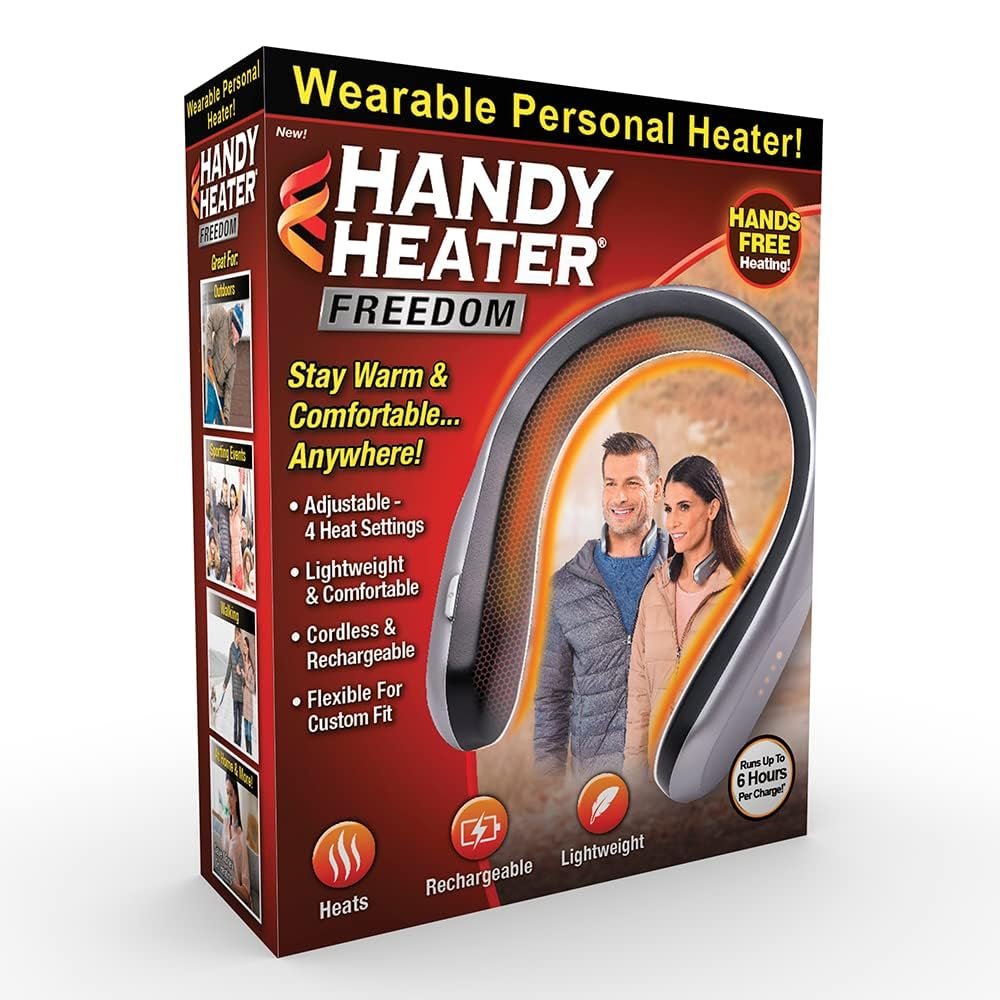 Handy Heater Freedom – Wearable Neck Heater with 4 Heat Settings & Comfort-Heat Technology | Cordless Personal Neck Warmer for Cold Winters | USB Rechargeable, 6-Hour Battery Life