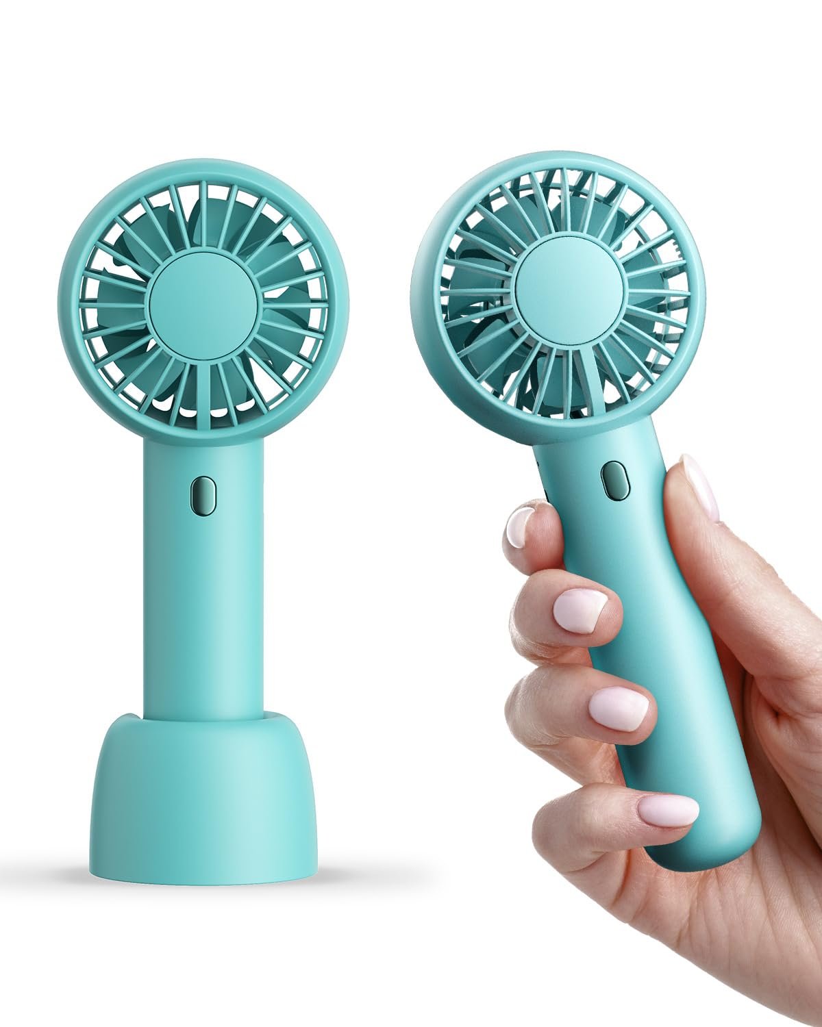 Mini Portable Fan, Powerful Hand Fan Cute Design 3 Speed Dual Motors Personal Small Desk Fan with Base, Lightweight Rechargeable USB Handheld Fan for Stylish Girl Women Men Indoor Outdoor - Image 2