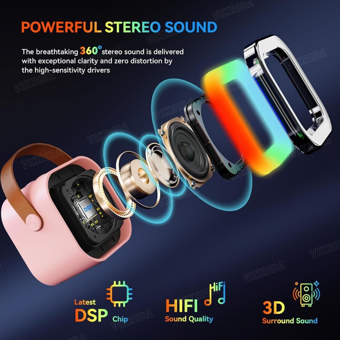 Mini Karaoke Machine for Kids & Adults,Portable Bluetooth Speaker with 1 Wireless Karaoke Microphone,Music Toys Christmas Birthday Gifts for Girls & Boys 4,5,6,7,8,9,10,11,12 Year Old. - Image 3