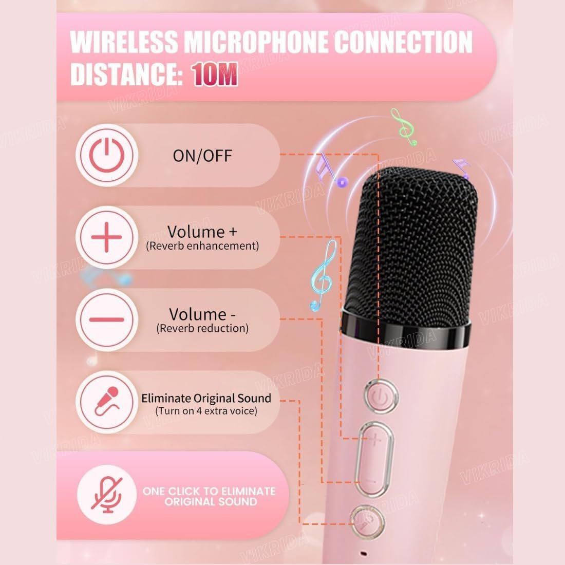 Mini Karaoke Machine for Kids & Adults,Portable Bluetooth Speaker with 1 Wireless Karaoke Microphone,Music Toys Christmas Birthday Gifts for Girls & Boys 4,5,6,7,8,9,10,11,12 Year Old. - Image 7