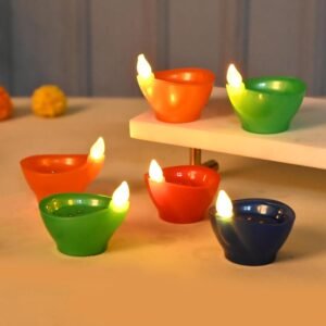 Water Sensor Diyas Electric Flameless & Smokeless LED Diya Lights, Decorative LED Candle Lamps for Home, Diwali, Puja, New Year & Festival Decoration (Multicolor, Pack of 6)