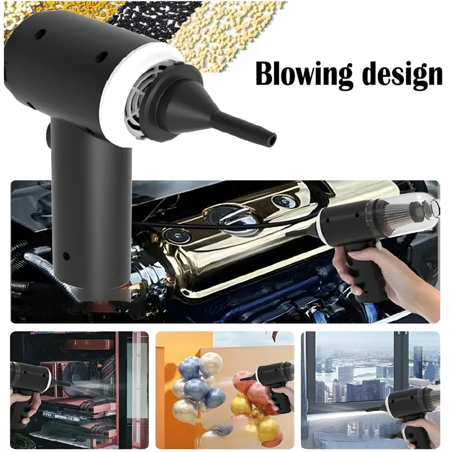 Portable Car Vacuum Cleaner with Blower | USB Rechargeable Wireless Handheld Cleaner Traveling,Portable,Rechargeable (3innn1) - Image 4