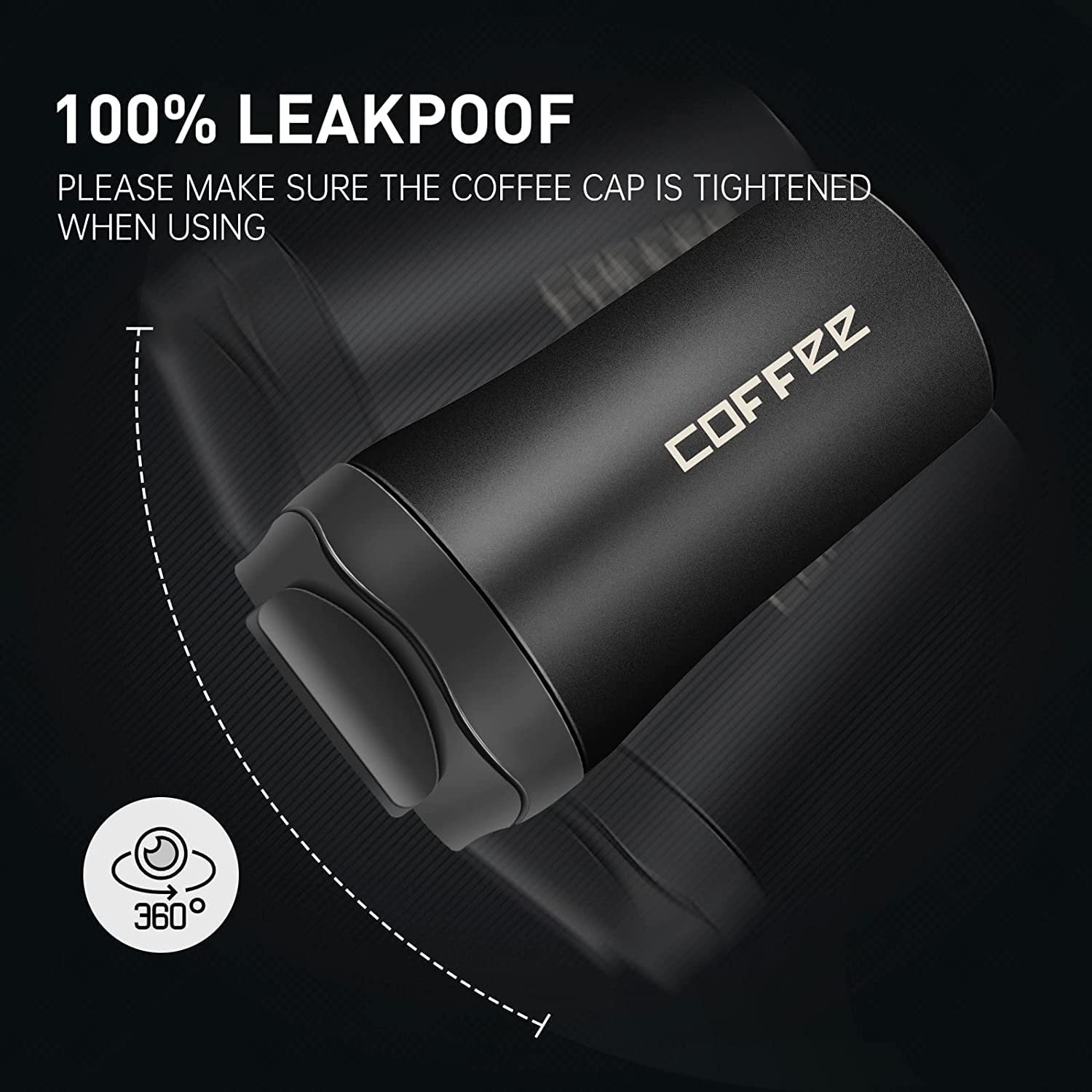 400ML Leak Proof Coffee Tumbler with Dual Drink Facility Sip and Straw Lid 304 Stainless Steel Insulated Mug for Hot and Cold Drinks-400ml-Black - Image 7