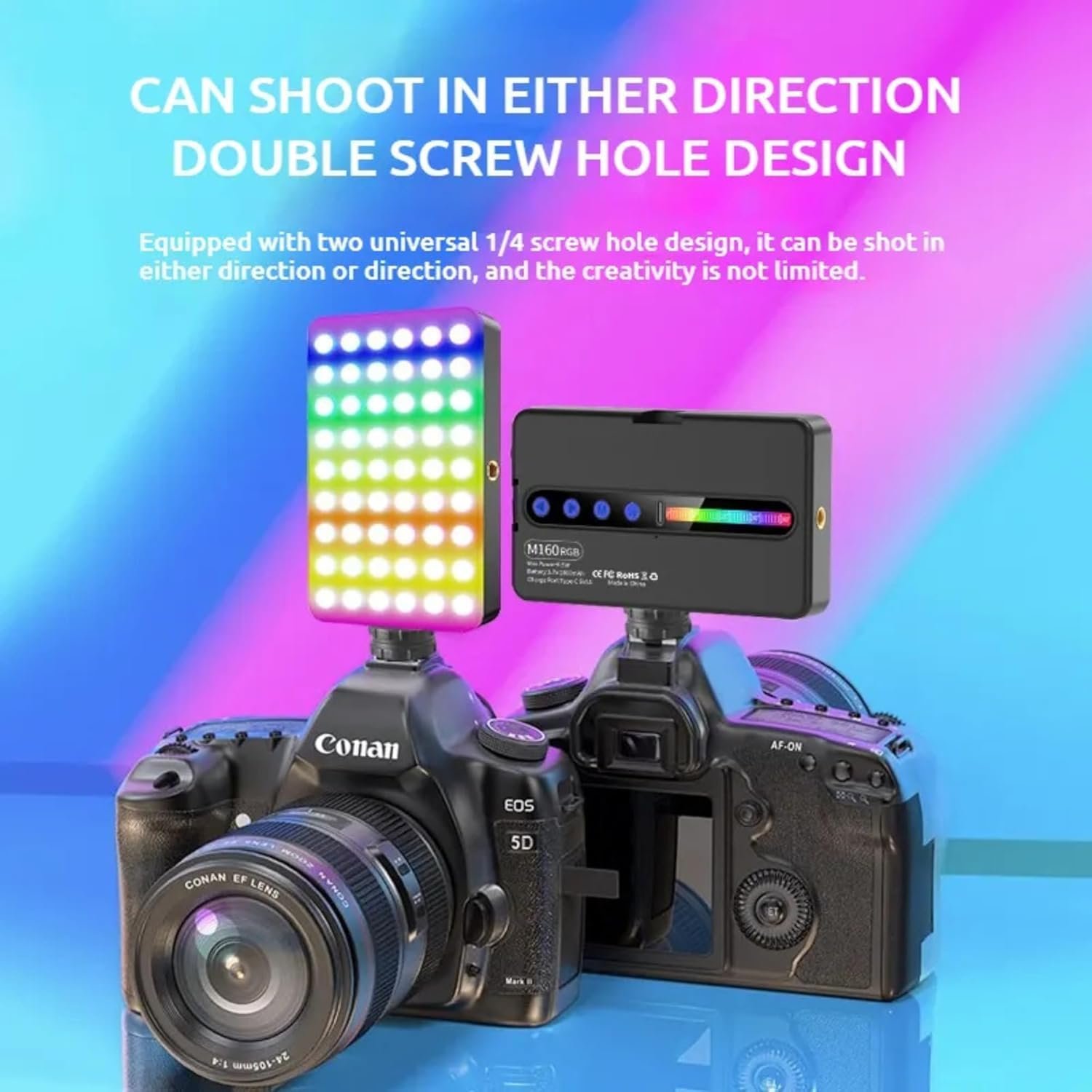 M160 RGB Portable Pocket Camera Light Dimmable Panel Lamp | Full Color 2700-6500k 6.5W for Phone Photography Video Led Light 1800 mAh for Zoom Calls/Live Stream/Selfies/Makeup - Image 4