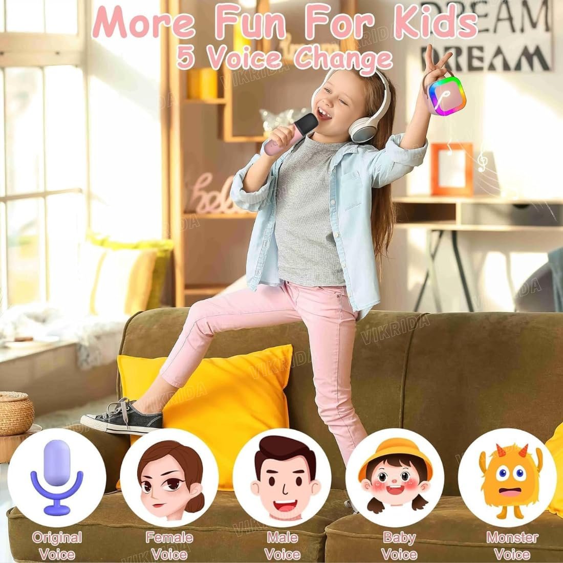 Mini Karaoke Machine for Kids & Adults,Portable Bluetooth Speaker with 1 Wireless Karaoke Microphone,Music Toys Christmas Birthday Gifts for Girls & Boys 4,5,6,7,8,9,10,11,12 Year Old. - Image 8