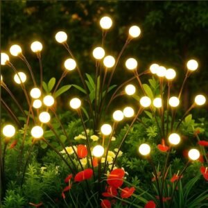 Solar Garden Light for Outdoor Decoration | Swaying Firefly Lights for Balcony, Patio, Terrace, Lawn, Pathway | Waterproof, Solar Powered, Warm White LED Lamps (8 Pack-64 LEDs)