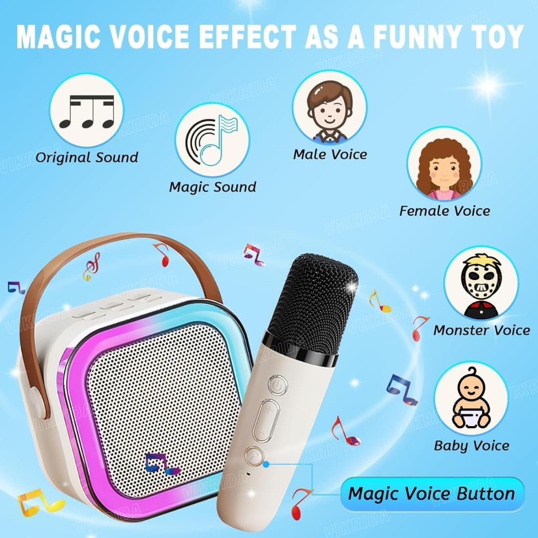 Mini Karaoke Machine for Kids & Adults,Portable Bluetooth Speaker with 1 Wireless Karaoke Microphone,Music Toys Christmas Birthday Gifts for Girls & Boys 4,5,6,7,8,9,10,11,12 Year Old. - Image 10