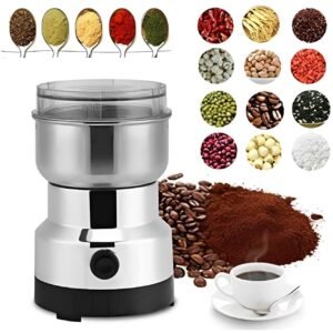 150W Portable Mixer Grinder, Electric Coffee & Spice Grinder with Stainless Steel Jar, Compact Multipurpose Grinding Machine for Coffee Beans, Spices, Nuts, Grains & Herbs for Home Kitchen Use