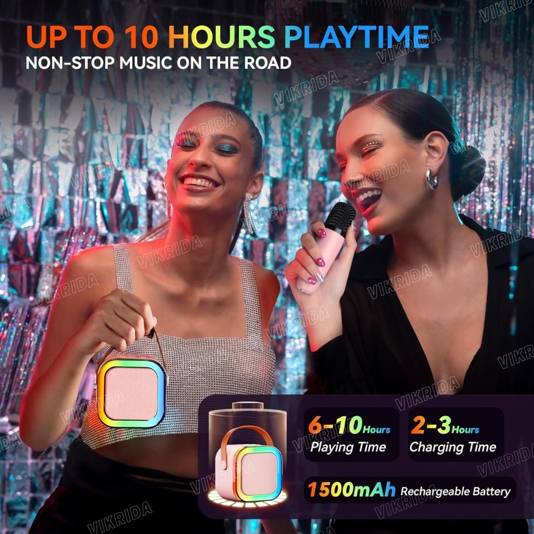 Mini Karaoke Machine for Kids & Adults,Portable Bluetooth Speaker with 1 Wireless Karaoke Microphone,Music Toys Christmas Birthday Gifts for Girls & Boys 4,5,6,7,8,9,10,11,12 Year Old. - Image 6