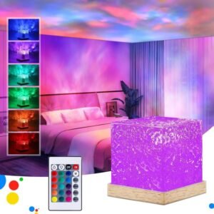 Projector Lights Ocean Wave, 3D Water Wave Effect LED Night Light, Crystal Table Lamp with Remote (Blue)