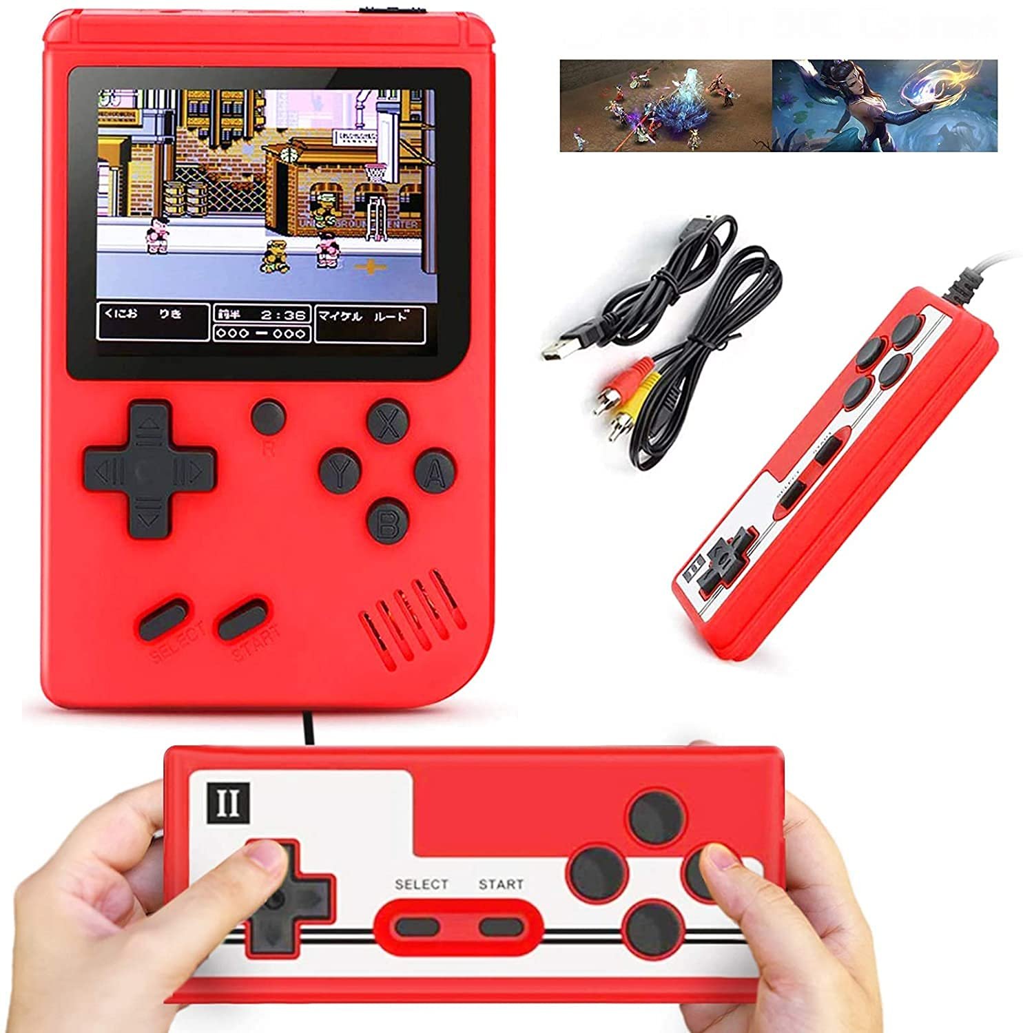 Unique 400 in 1 FC Games, Super Mario,Contra & Other Classic Games Sup Retro Game Box Console Handheld Classical Video Game with TV Output USB Rechargeable Portable (Sup Game Controller), Red