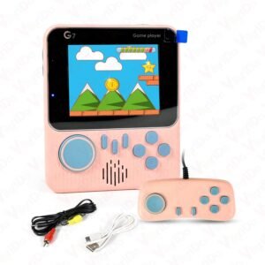 8GB G7 Retro Handheld Game Console with 666 Built-in Games | 3.5-Inch LCD Color Screen, Gamepad Support for Kids – Pink