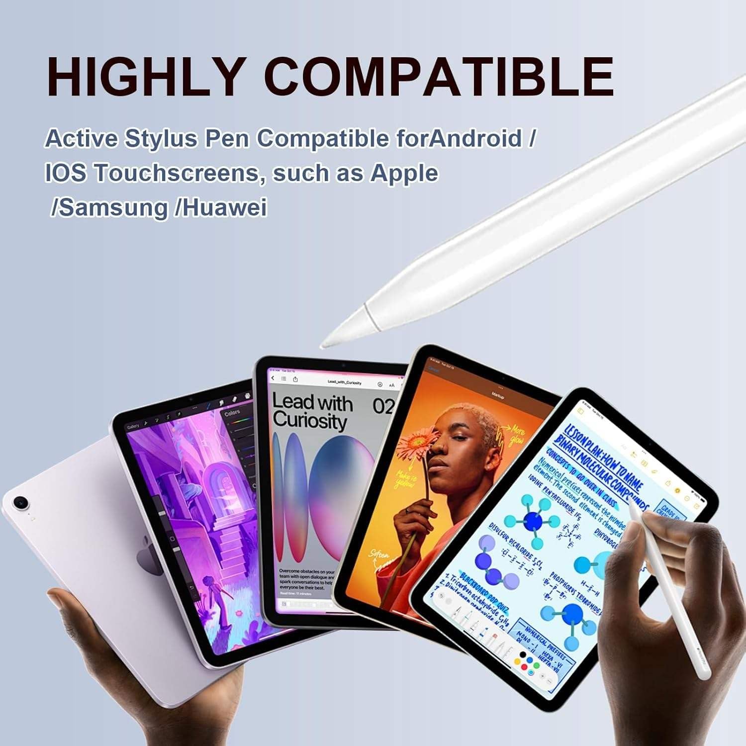 Universal Stylus Pen for Touchscreens, Rechargeable Fine Tip Digital Pen for Writing, Drawing & Note-Taking, Works with Android and iOS Devices (White) - Image 5