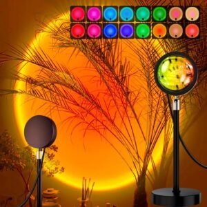 Sunset Projection Lamp with 16 Color Modes & Remote | Aesthetic LED Night Light for Bedroom, Couples, Kids & Adults | Ambient Mood Lighting for Home & Parties