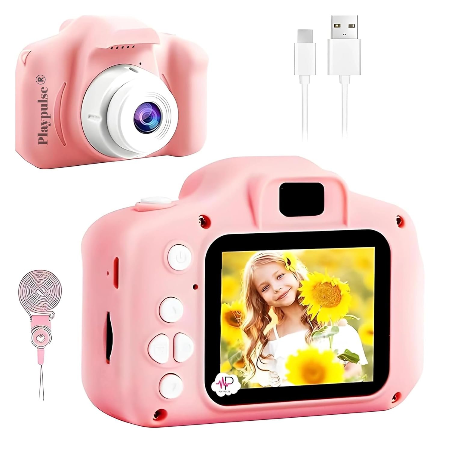 Kids Digital Camera for Children – Cute Pink Mini Toy Camera with LCD Screen, USB Rechargeable Battery, Wrist Strap Included, Easy-to-Use Buttons, Durable Lightweight Design, Fun Photography Camera Gift for Girls and Boys for Birthdays, Holidays, Travel, Outdoor Adventures, and Creative Learning Play - Image 2